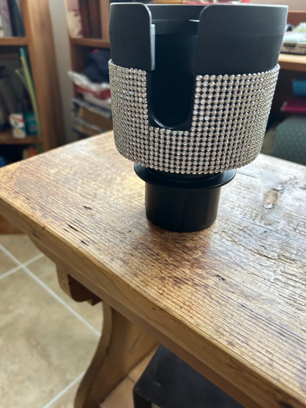 Rhinestone Bling Car Cup Holder Sleeve - Silver Crystal